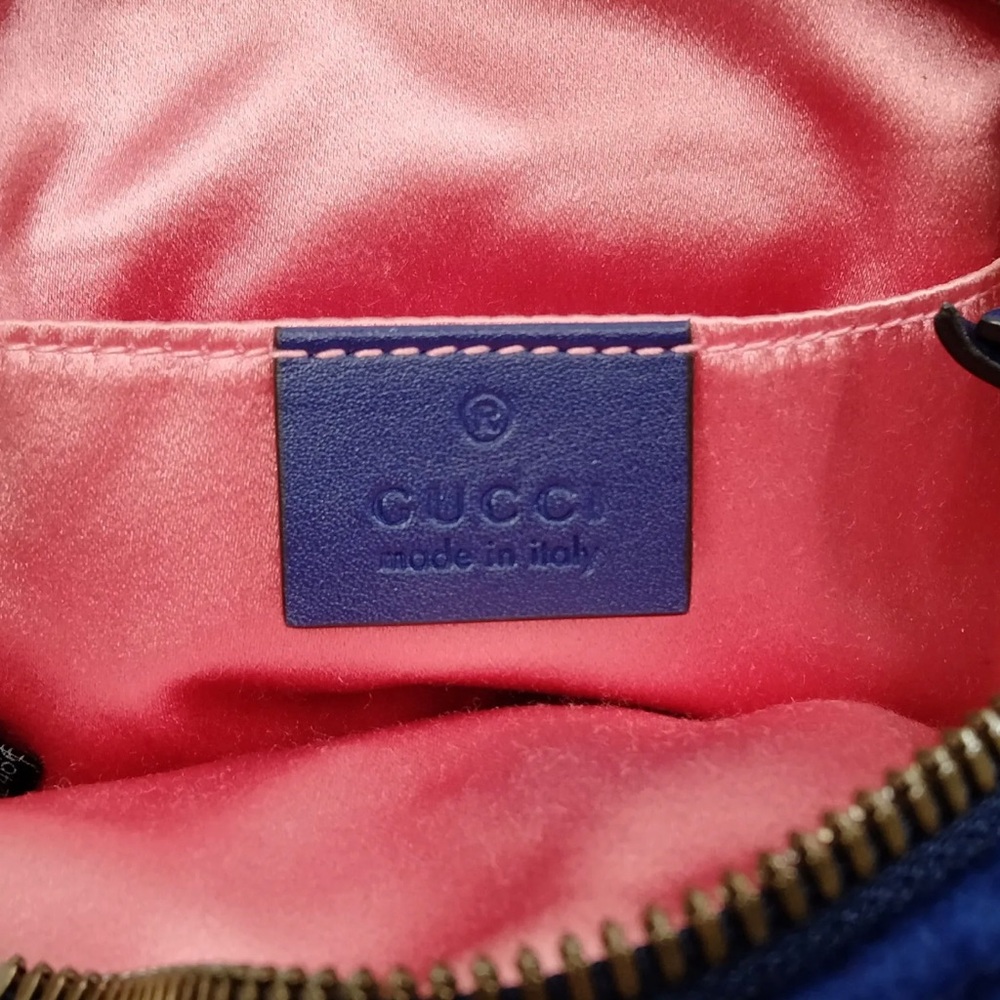 Gucci Waist Pouch Velvet Blue Belt Gg Marmont women's bag - Picture 12 of 15